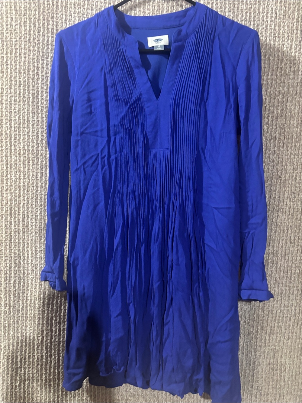 Old Navy Royal Blue Pleated V-Neck Tunic Top